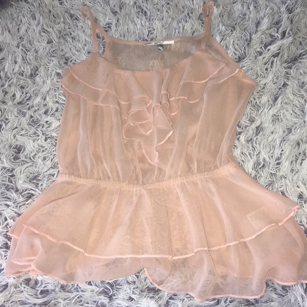 🦋 3/$25 || Sheer ruffled peplum tank
